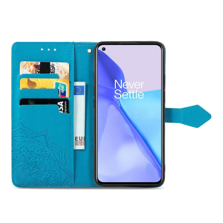 Halfway Mandala Embossing Pattern Horizontal Flip Leather Case with Holder & Card Slots & Wallet & Lanyard For OnePlus 9