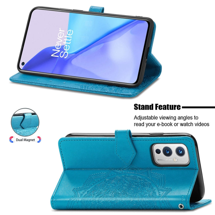 Halfway Mandala Embossing Pattern Horizontal Flip Leather Case with Holder & Card Slots & Wallet & Lanyard For OnePlus 9