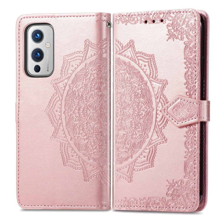 Halfway Mandala Embossing Pattern Horizontal Flip Leather Case with Holder & Card Slots & Wallet & Lanyard For OnePlus 9