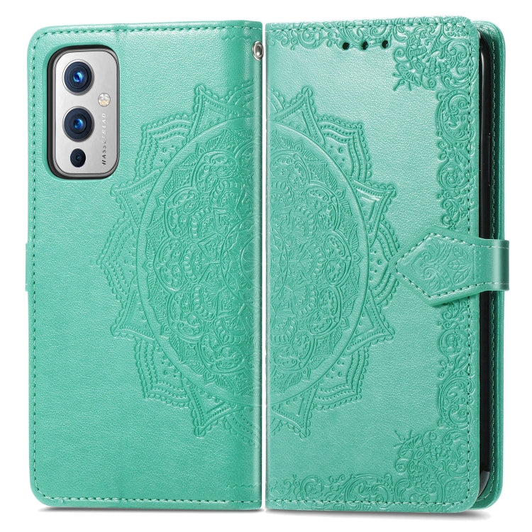 Halfway Mandala Embossing Pattern Horizontal Flip Leather Case with Holder & Card Slots & Wallet & Lanyard For OnePlus 9