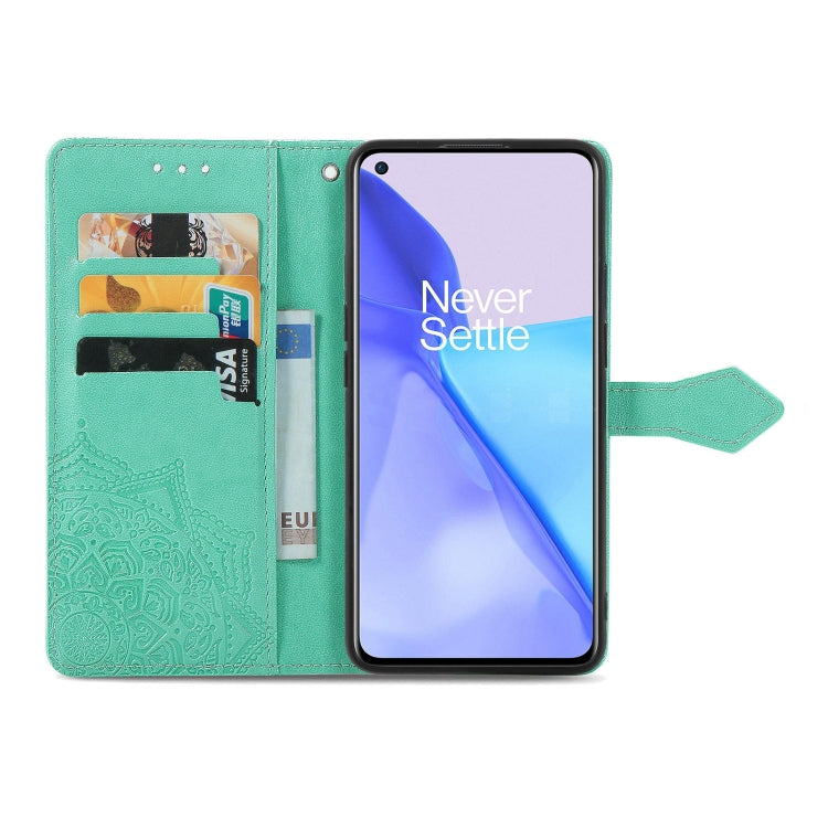 Halfway Mandala Embossing Pattern Horizontal Flip Leather Case with Holder & Card Slots & Wallet & Lanyard For OnePlus 9