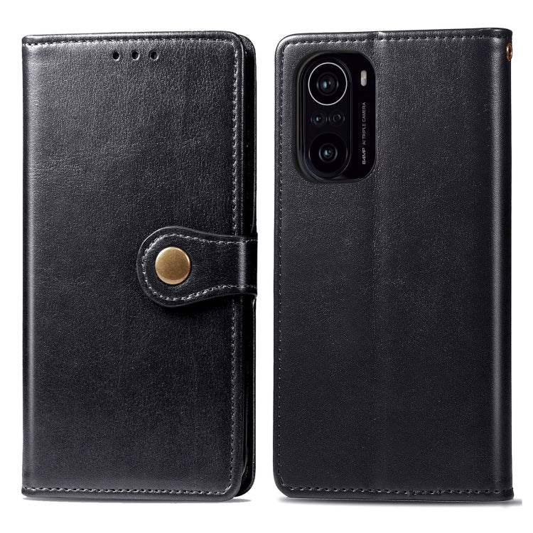 For Xiaomi Redmi K40 / K40 Pro / K40 Pro+ Solid Color Leather Buckle Phone Case with Lanyard & Photo Frame & Card Slot & Wallet & Stand Function