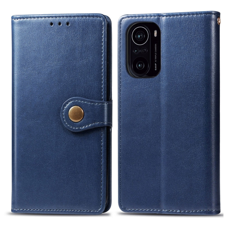 For Xiaomi Redmi K40 / K40 Pro / K40 Pro+ Solid Color Leather Buckle Phone Case with Lanyard & Photo Frame & Card Slot & Wallet & Stand Function