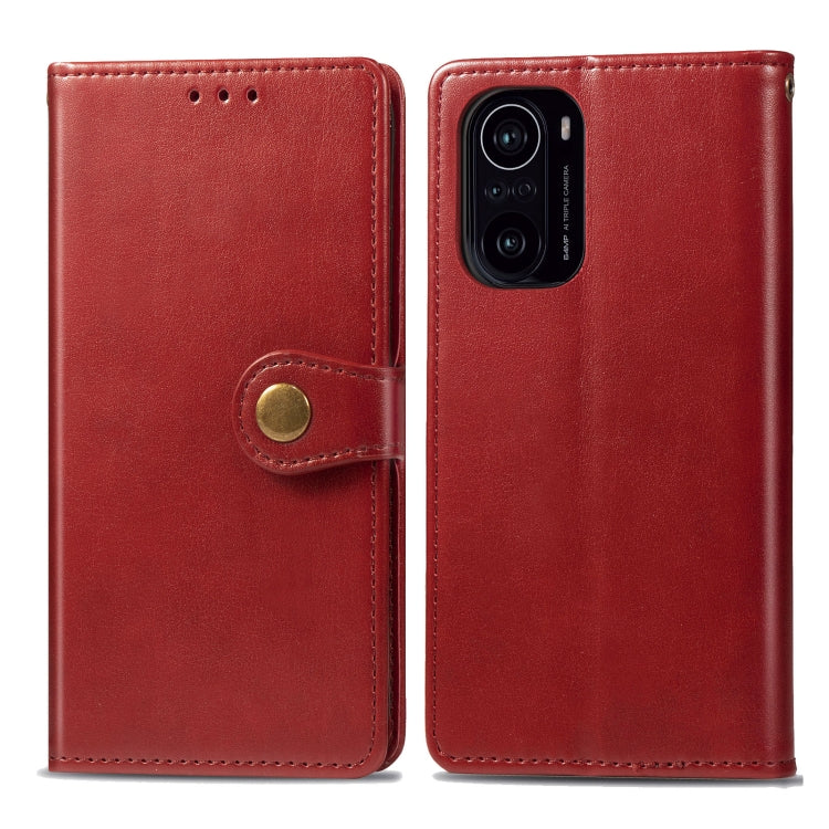 For Xiaomi Redmi K40 / K40 Pro / K40 Pro+ Solid Color Leather Buckle Phone Case with Lanyard & Photo Frame & Card Slot & Wallet & Stand Function