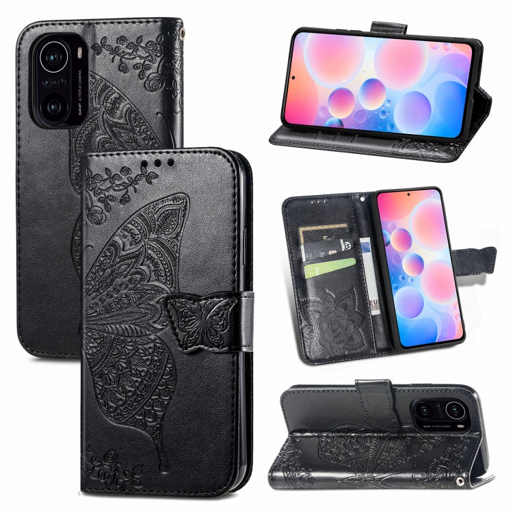 For Xiaomi Redmi K40 /K40 Pro /K40 Pro+ Butterfly Love Flowers Embossed Horizontal Flip Leather Case with Holder & Card Slots & Wallet & Lanyard