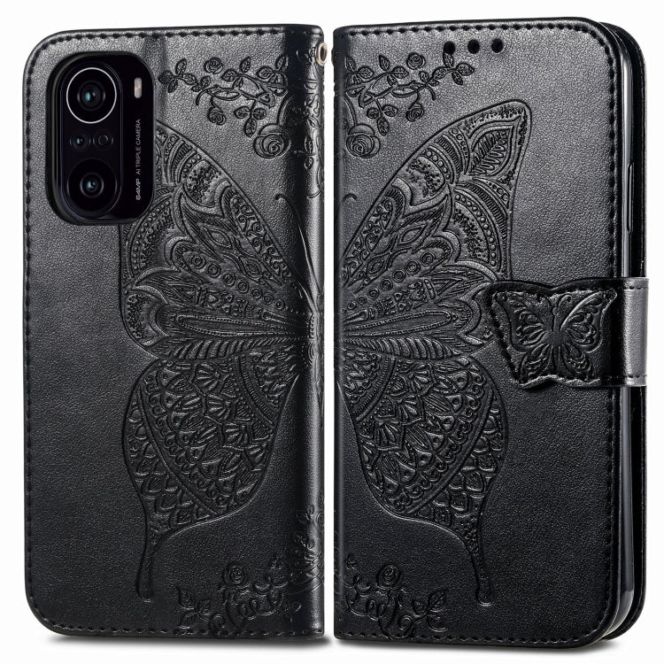 For Xiaomi Redmi K40 /K40 Pro /K40 Pro+ Butterfly Love Flowers Embossed Horizontal Flip Leather Case with Holder & Card Slots & Wallet & Lanyard