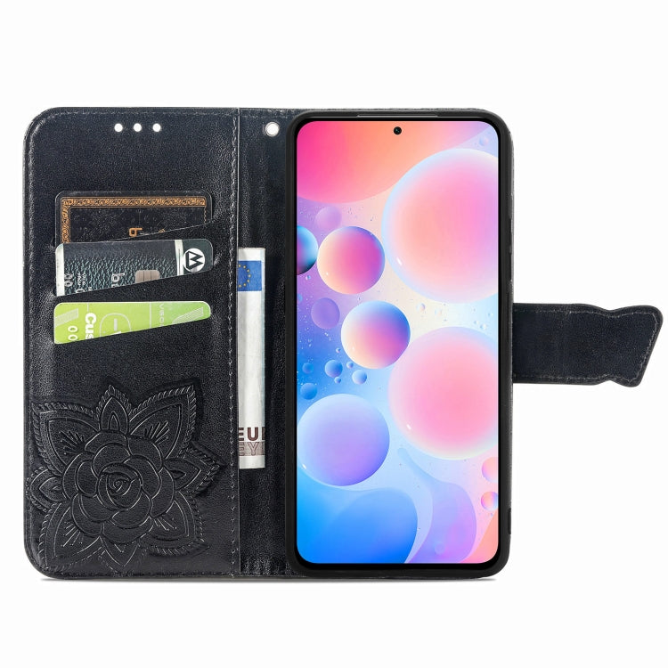 For Xiaomi Redmi K40 /K40 Pro /K40 Pro+ Butterfly Love Flowers Embossed Horizontal Flip Leather Case with Holder & Card Slots & Wallet & Lanyard