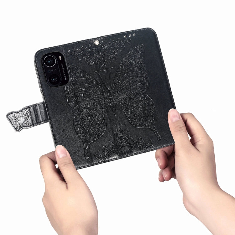 For Xiaomi Redmi K40 /K40 Pro /K40 Pro+ Butterfly Love Flowers Embossed Horizontal Flip Leather Case with Holder & Card Slots & Wallet & Lanyard
