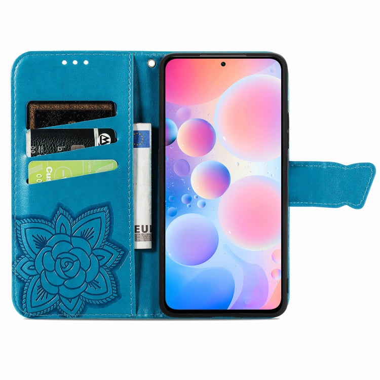 For Xiaomi Redmi K40 /K40 Pro /K40 Pro+ Butterfly Love Flowers Embossed Horizontal Flip Leather Case with Holder & Card Slots & Wallet & Lanyard