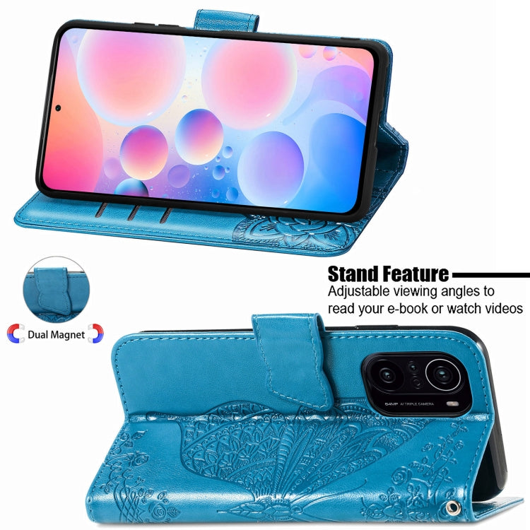 For Xiaomi Redmi K40 /K40 Pro /K40 Pro+ Butterfly Love Flowers Embossed Horizontal Flip Leather Case with Holder & Card Slots & Wallet & Lanyard
