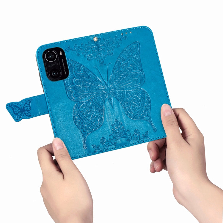 For Xiaomi Redmi K40 /K40 Pro /K40 Pro+ Butterfly Love Flowers Embossed Horizontal Flip Leather Case with Holder & Card Slots & Wallet & Lanyard