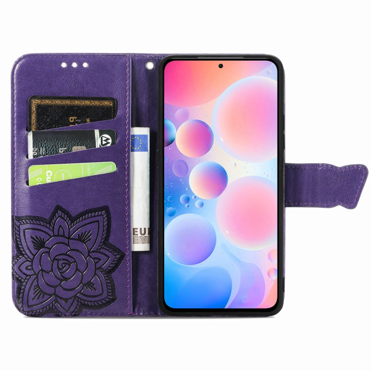 For Xiaomi Redmi K40 /K40 Pro /K40 Pro+ Butterfly Love Flowers Embossed Horizontal Flip Leather Case with Holder & Card Slots & Wallet & Lanyard