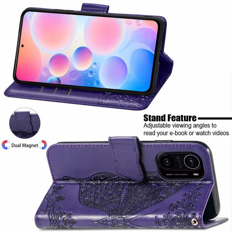 For Xiaomi Redmi K40 /K40 Pro /K40 Pro+ Butterfly Love Flowers Embossed Horizontal Flip Leather Case with Holder & Card Slots & Wallet & Lanyard