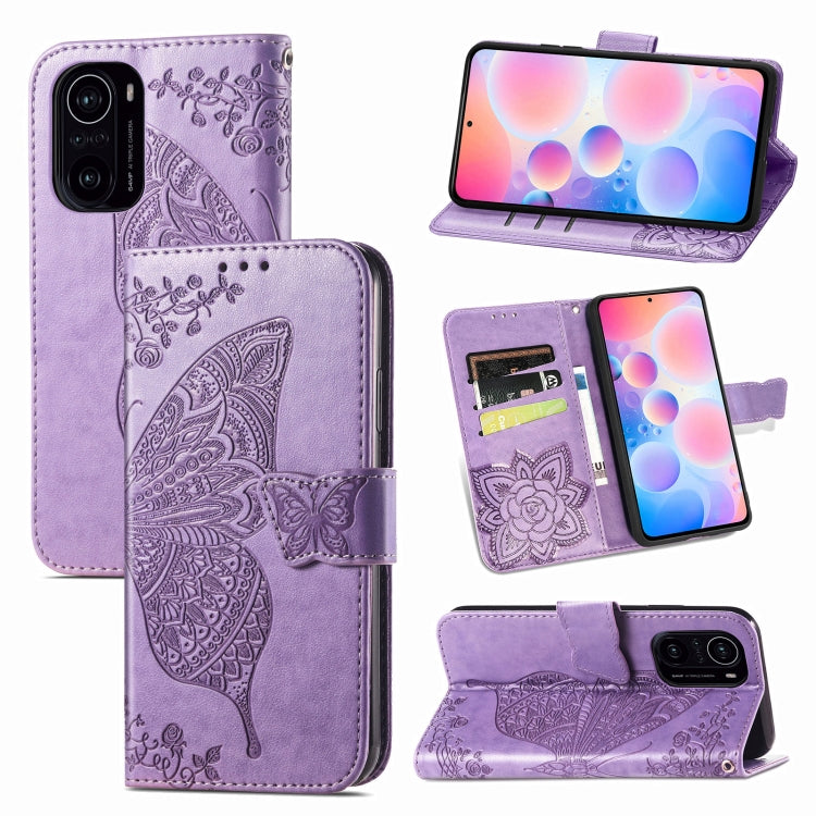 For Xiaomi Redmi K40 /K40 Pro /K40 Pro+ Butterfly Love Flowers Embossed Horizontal Flip Leather Case with Holder & Card Slots & Wallet & Lanyard