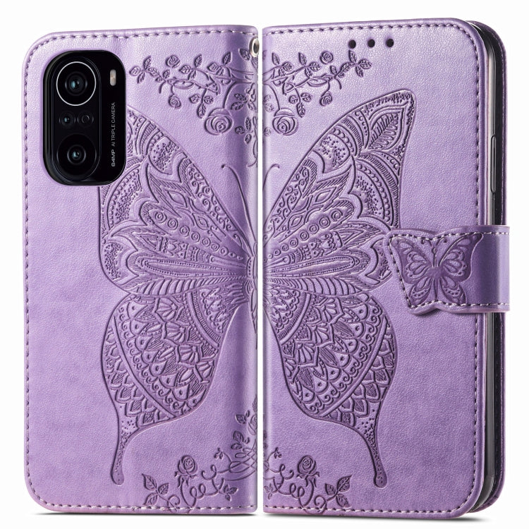For Xiaomi Redmi K40 /K40 Pro /K40 Pro+ Butterfly Love Flowers Embossed Horizontal Flip Leather Case with Holder & Card Slots & Wallet & Lanyard