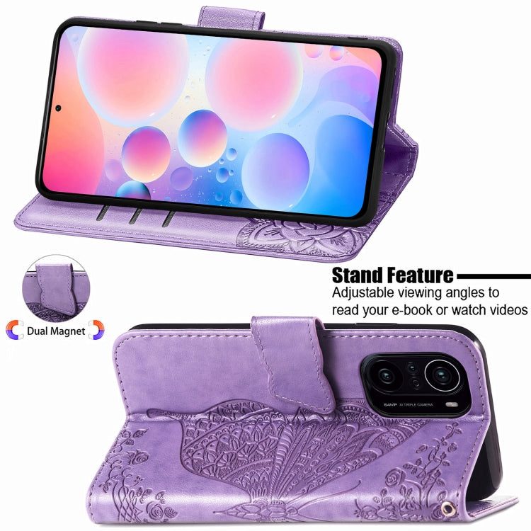 For Xiaomi Redmi K40 /K40 Pro /K40 Pro+ Butterfly Love Flowers Embossed Horizontal Flip Leather Case with Holder & Card Slots & Wallet & Lanyard