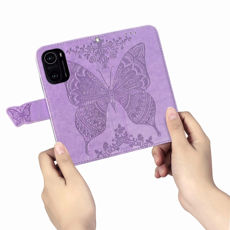 For Xiaomi Redmi K40 /K40 Pro /K40 Pro+ Butterfly Love Flowers Embossed Horizontal Flip Leather Case with Holder & Card Slots & Wallet & Lanyard