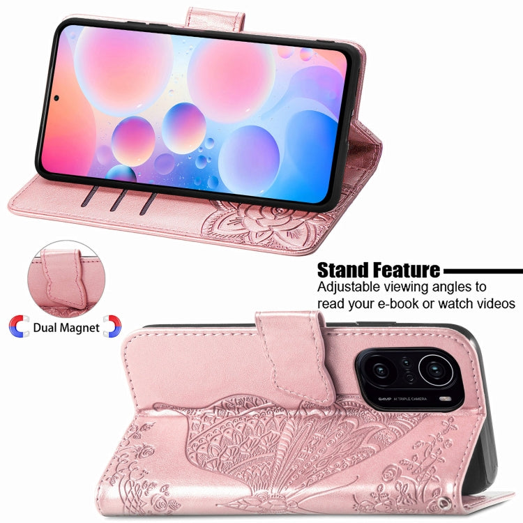 For Xiaomi Redmi K40 /K40 Pro /K40 Pro+ Butterfly Love Flowers Embossed Horizontal Flip Leather Case with Holder & Card Slots & Wallet & Lanyard