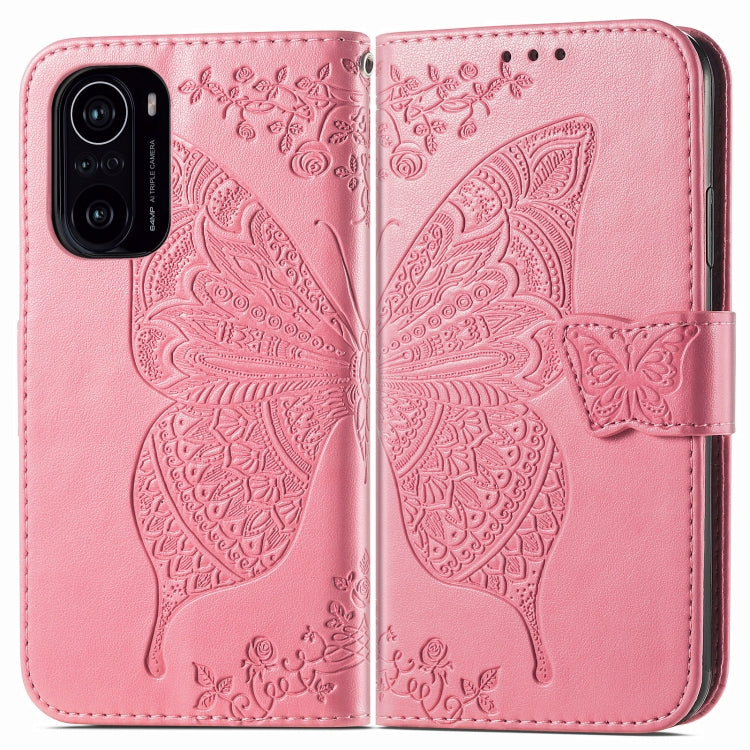 For Xiaomi Redmi K40 /K40 Pro /K40 Pro+ Butterfly Love Flowers Embossed Horizontal Flip Leather Case with Holder & Card Slots & Wallet & Lanyard
