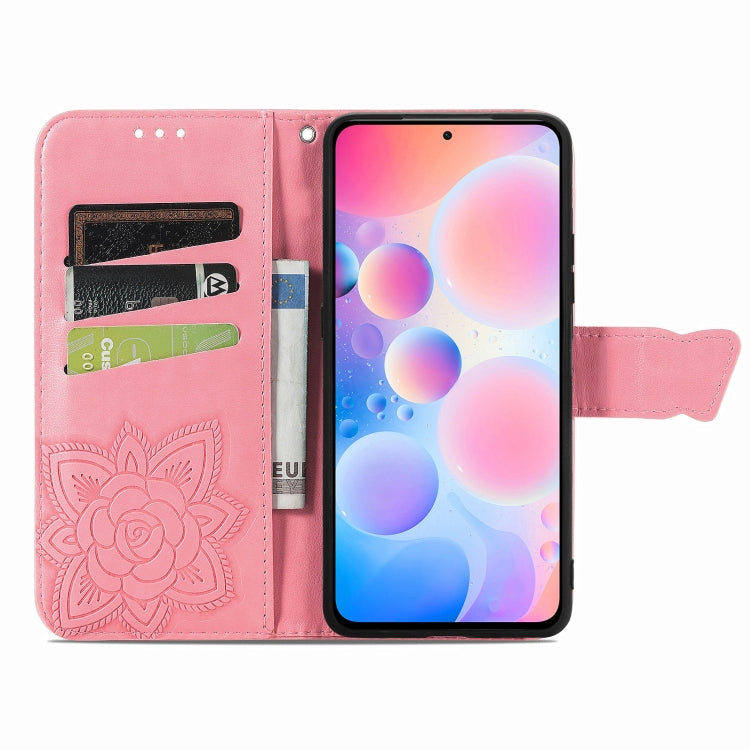 For Xiaomi Redmi K40 /K40 Pro /K40 Pro+ Butterfly Love Flowers Embossed Horizontal Flip Leather Case with Holder & Card Slots & Wallet & Lanyard