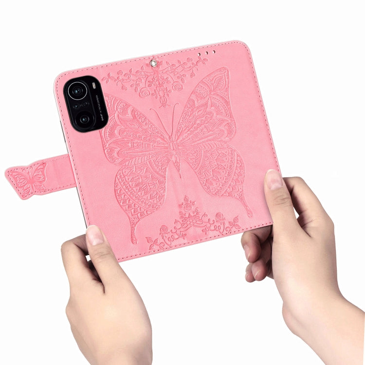 For Xiaomi Redmi K40 /K40 Pro /K40 Pro+ Butterfly Love Flowers Embossed Horizontal Flip Leather Case with Holder & Card Slots & Wallet & Lanyard