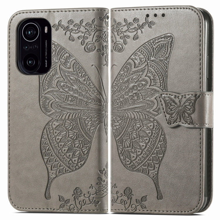 For Xiaomi Redmi K40 /K40 Pro /K40 Pro+ Butterfly Love Flowers Embossed Horizontal Flip Leather Case with Holder & Card Slots & Wallet & Lanyard