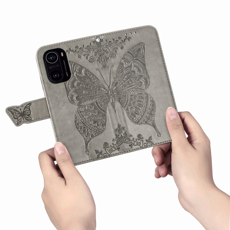 For Xiaomi Redmi K40 /K40 Pro /K40 Pro+ Butterfly Love Flowers Embossed Horizontal Flip Leather Case with Holder & Card Slots & Wallet & Lanyard