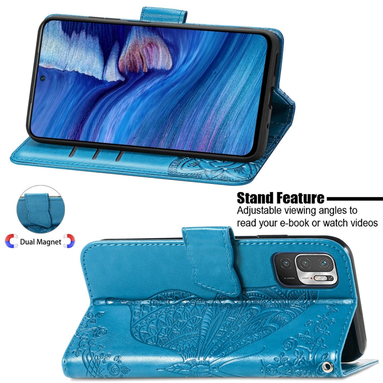 For Xiaomi Redmi Note10 5G Butterfly Love Flowers Embossed Horizontal Flip Leather Case with Holder & Card Slots & Wallet & Lanyard