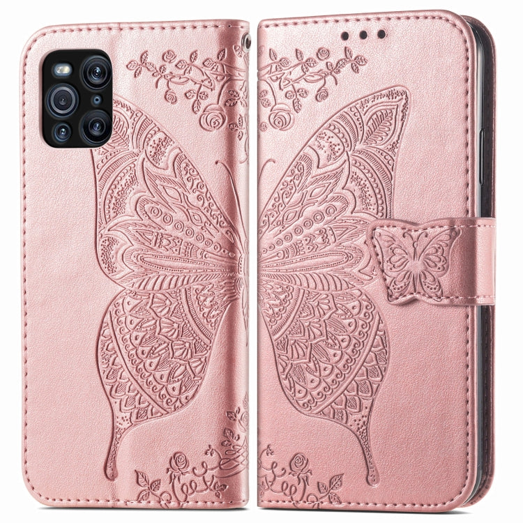 For OPPO Find X3 Pro Butterfly Love Flowers Embossed Horizontal Flip Leather Case with Holder & Card Slots & Wallet & Lanyard