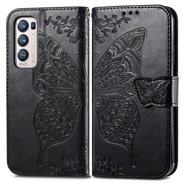 For OPPO Reno5 Pro+ Butterfly Love Flowers Embossed Horizontal Flip Leather Case with Holder & Card Slots & Wallet & Lanyard