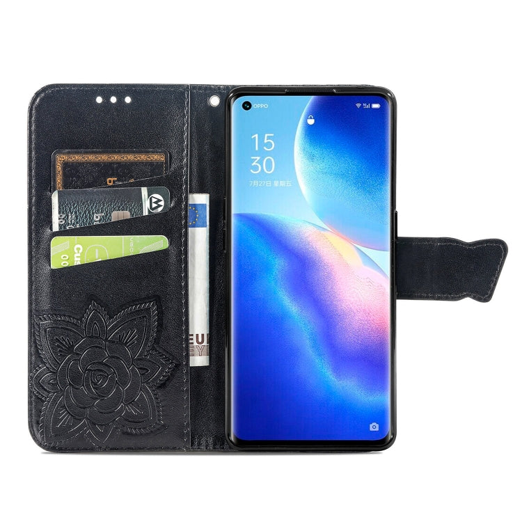 For OPPO Reno5 Pro+ Butterfly Love Flowers Embossed Horizontal Flip Leather Case with Holder & Card Slots & Wallet & Lanyard