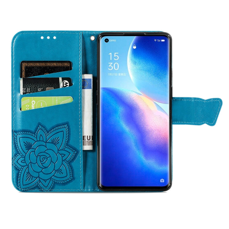 For OPPO Reno5 Pro+ Butterfly Love Flowers Embossed Horizontal Flip Leather Case with Holder & Card Slots & Wallet & Lanyard