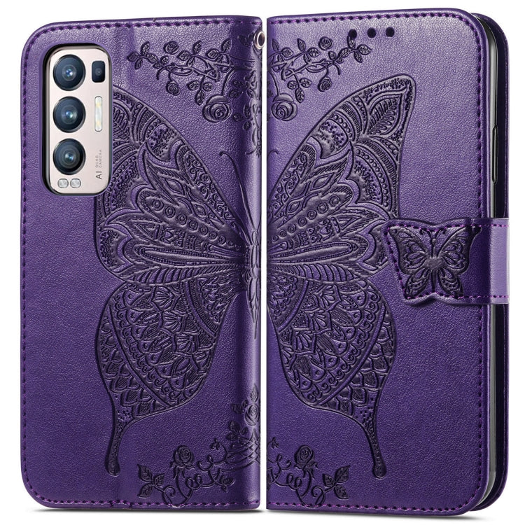 For OPPO Reno5 Pro+ Butterfly Love Flowers Embossed Horizontal Flip Leather Case with Holder & Card Slots & Wallet & Lanyard