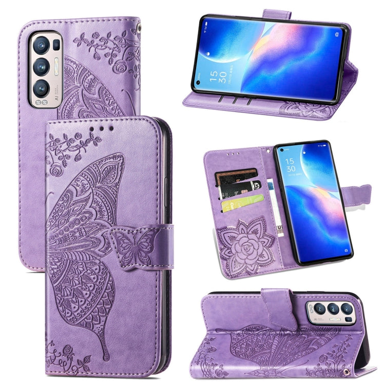 For OPPO Reno5 Pro+ Butterfly Love Flowers Embossed Horizontal Flip Leather Case with Holder & Card Slots & Wallet & Lanyard