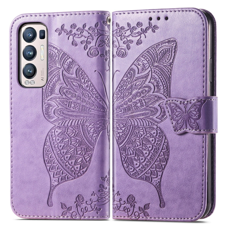 For OPPO Reno5 Pro+ Butterfly Love Flowers Embossed Horizontal Flip Leather Case with Holder & Card Slots & Wallet & Lanyard