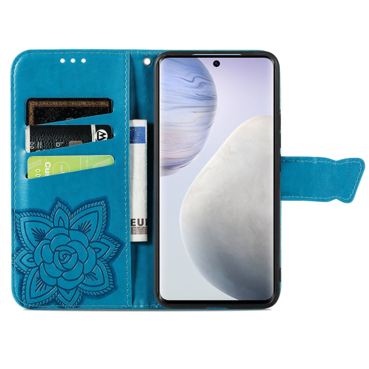 For vivo X60 Pro Butterfly Love Flowers Embossed Horizontal Flip Leather Case with Holder & Card Slots & Wallet & Lanyard