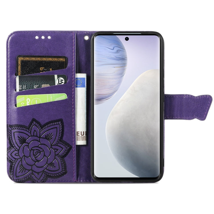 For vivo X60 Pro Butterfly Love Flowers Embossed Horizontal Flip Leather Case with Holder & Card Slots & Wallet & Lanyard