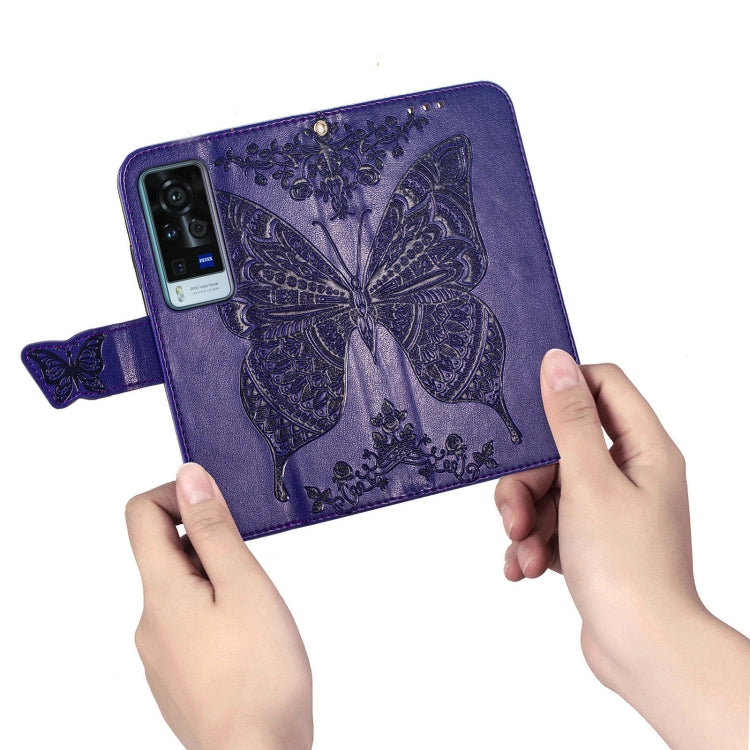 For vivo X60 Pro Butterfly Love Flowers Embossed Horizontal Flip Leather Case with Holder & Card Slots & Wallet & Lanyard