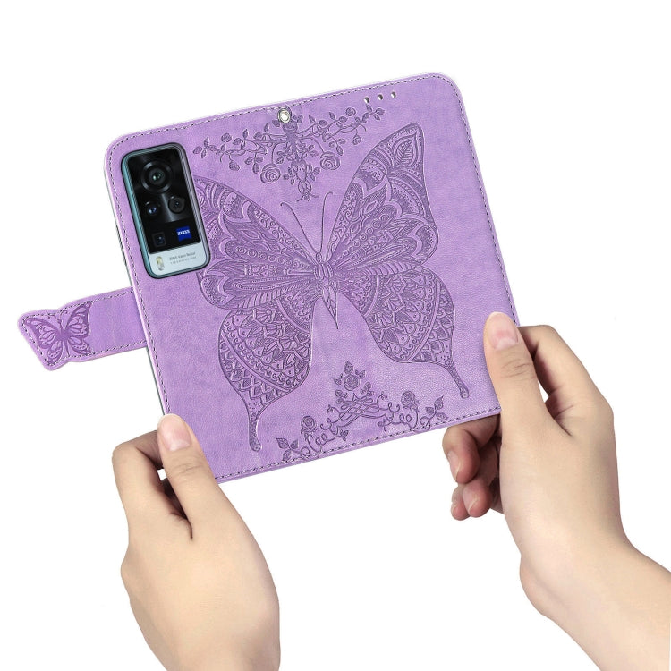 For vivo X60 Pro Butterfly Love Flowers Embossed Horizontal Flip Leather Case with Holder & Card Slots & Wallet & Lanyard