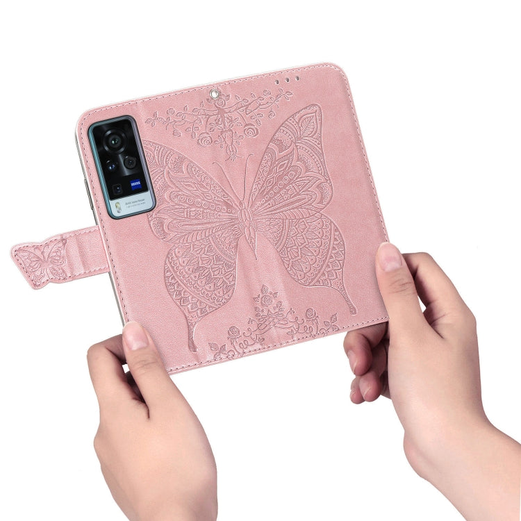 For vivo X60 Pro Butterfly Love Flowers Embossed Horizontal Flip Leather Case with Holder & Card Slots & Wallet & Lanyard