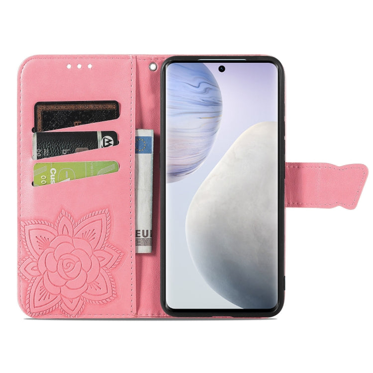 For vivo X60 Pro Butterfly Love Flowers Embossed Horizontal Flip Leather Case with Holder & Card Slots & Wallet & Lanyard