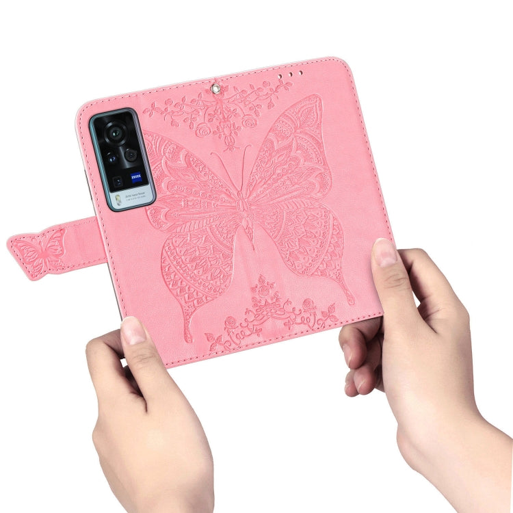 For vivo X60 Pro Butterfly Love Flowers Embossed Horizontal Flip Leather Case with Holder & Card Slots & Wallet & Lanyard