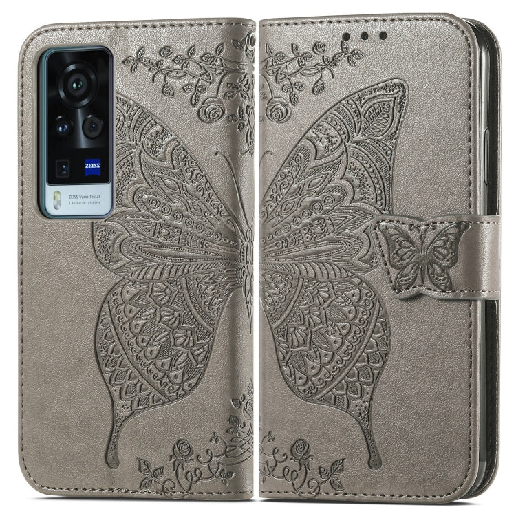 For vivo X60 Pro Butterfly Love Flowers Embossed Horizontal Flip Leather Case with Holder & Card Slots & Wallet & Lanyard