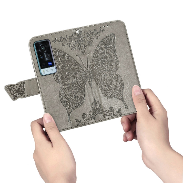 For vivo X60 Pro Butterfly Love Flowers Embossed Horizontal Flip Leather Case with Holder & Card Slots & Wallet & Lanyard