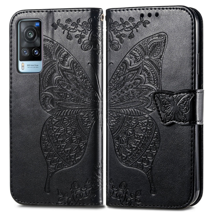 For vivo X60 Butterfly Love Flowers Embossed Horizontal Flip Leather Case with Holder & Card Slots & Wallet & Lanyard