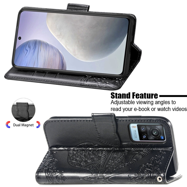 For vivo X60 Butterfly Love Flowers Embossed Horizontal Flip Leather Case with Holder & Card Slots & Wallet & Lanyard
