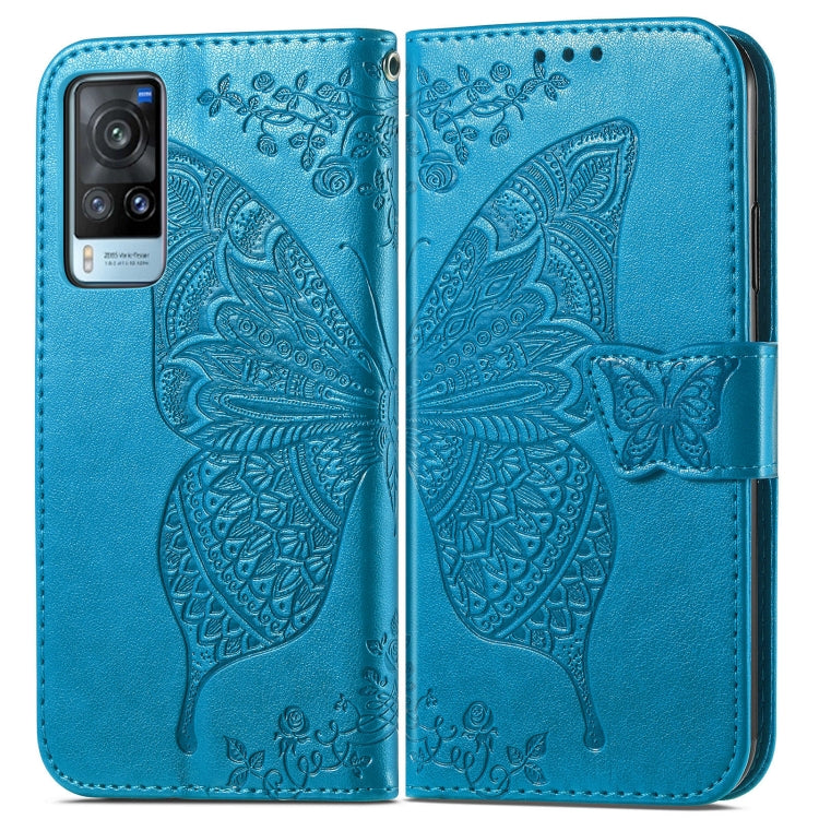 For vivo X60 Butterfly Love Flowers Embossed Horizontal Flip Leather Case with Holder & Card Slots & Wallet & Lanyard