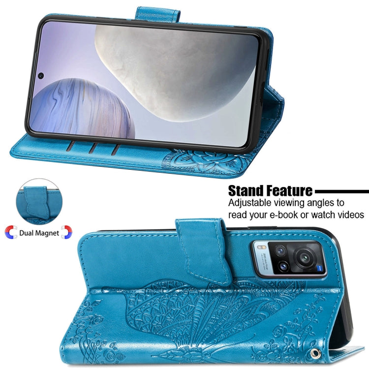For vivo X60 Butterfly Love Flowers Embossed Horizontal Flip Leather Case with Holder & Card Slots & Wallet & Lanyard