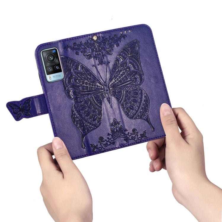 For vivo X60 Butterfly Love Flowers Embossed Horizontal Flip Leather Case with Holder & Card Slots & Wallet & Lanyard