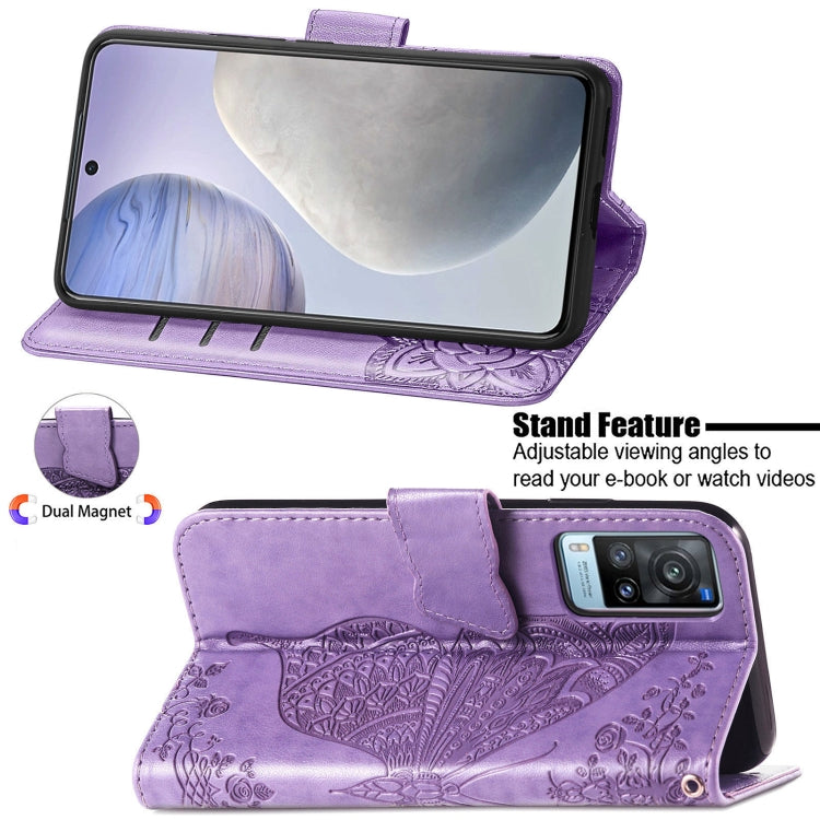 For vivo X60 Butterfly Love Flowers Embossed Horizontal Flip Leather Case with Holder & Card Slots & Wallet & Lanyard